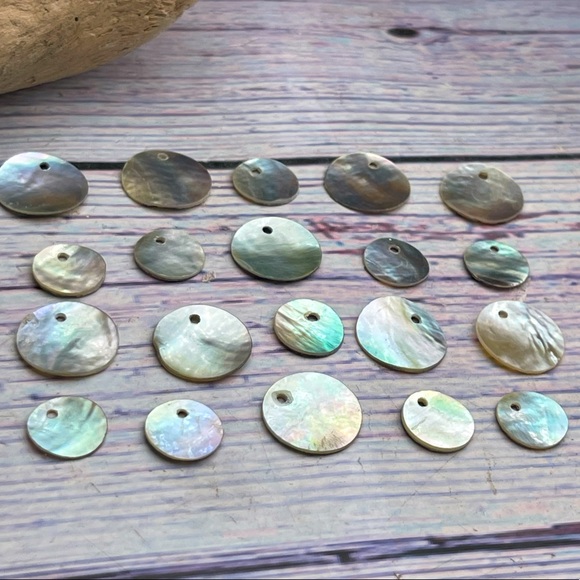 20 Abalone Mother of Pearl Shell Charms Lot in 2 sizes DIY jewelry Making Lot - Picture 5 of 16